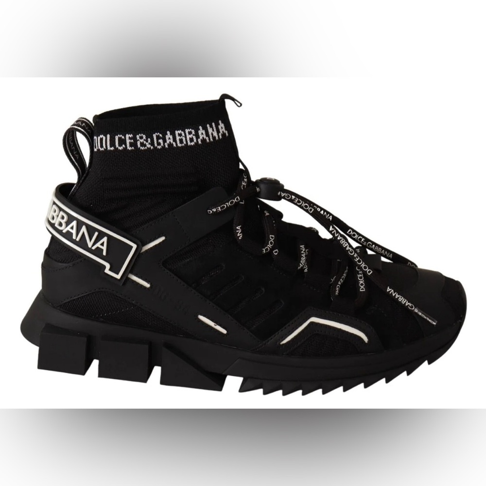 Men’s Black Sorrento Leather Sneakers Euro Size 41 US Size 8